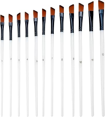 Antrader Angular Paint Brushes for Acrylic Painting,Artist Filbert Paint Brushes Set with Synthetic Nylon Tips