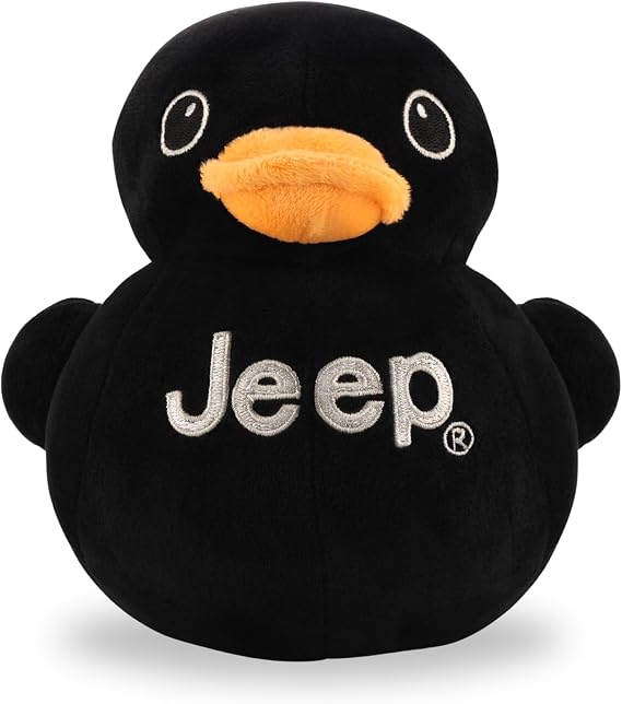 Jeep Text Logo Stuffed Animal Plush Duck Black - Perfect Enthusiasts You've Been Ducked (Black)