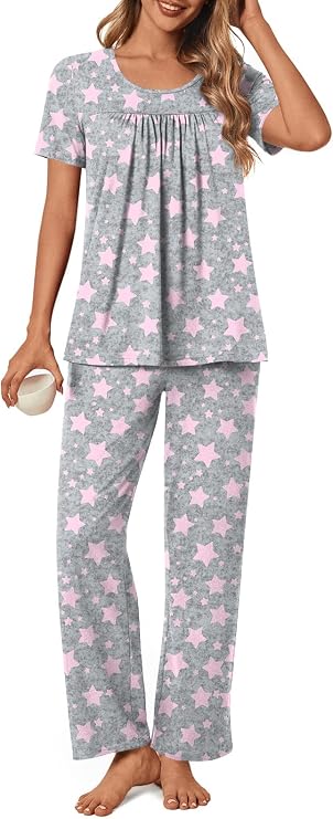 POPYOUNG Women's Pajama Set 2 Piece Fall Pj Lounge Casual Outfits