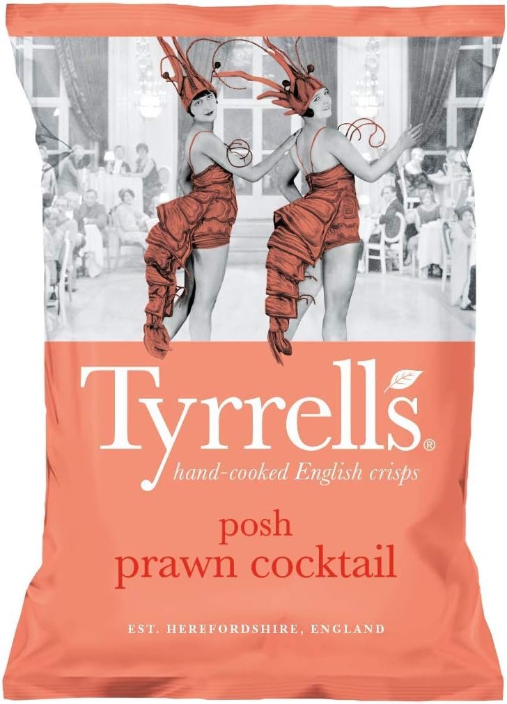 Tyrrells Posh Prawn Cocktail Hand-Cooked Potato Crisps 40g 24 Pack