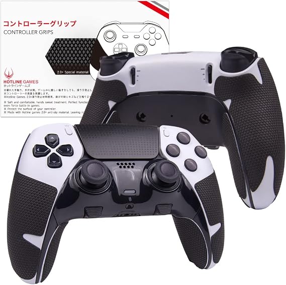 Hotline Games 2.0 Plus Controller Grip Compatible with PS5 DualSense Edge Controllers Grips Tape, Textured Soft Skin Kit, Anti-Slip, Sweat-Absorbent, Easy to Apply (for Handle Grips)