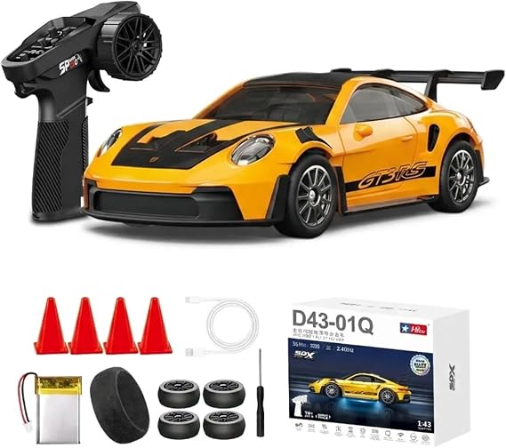 Kumoyu 1:43 Profesyonel Mini Drift RC Araba 911 4WD 15 KM/H Hız Metal Alaşım Gövde EPS Stabilizasyonu Tam Orantılı Çift Modlu LED Uzaktan Kumandalı Oyuncak Araç