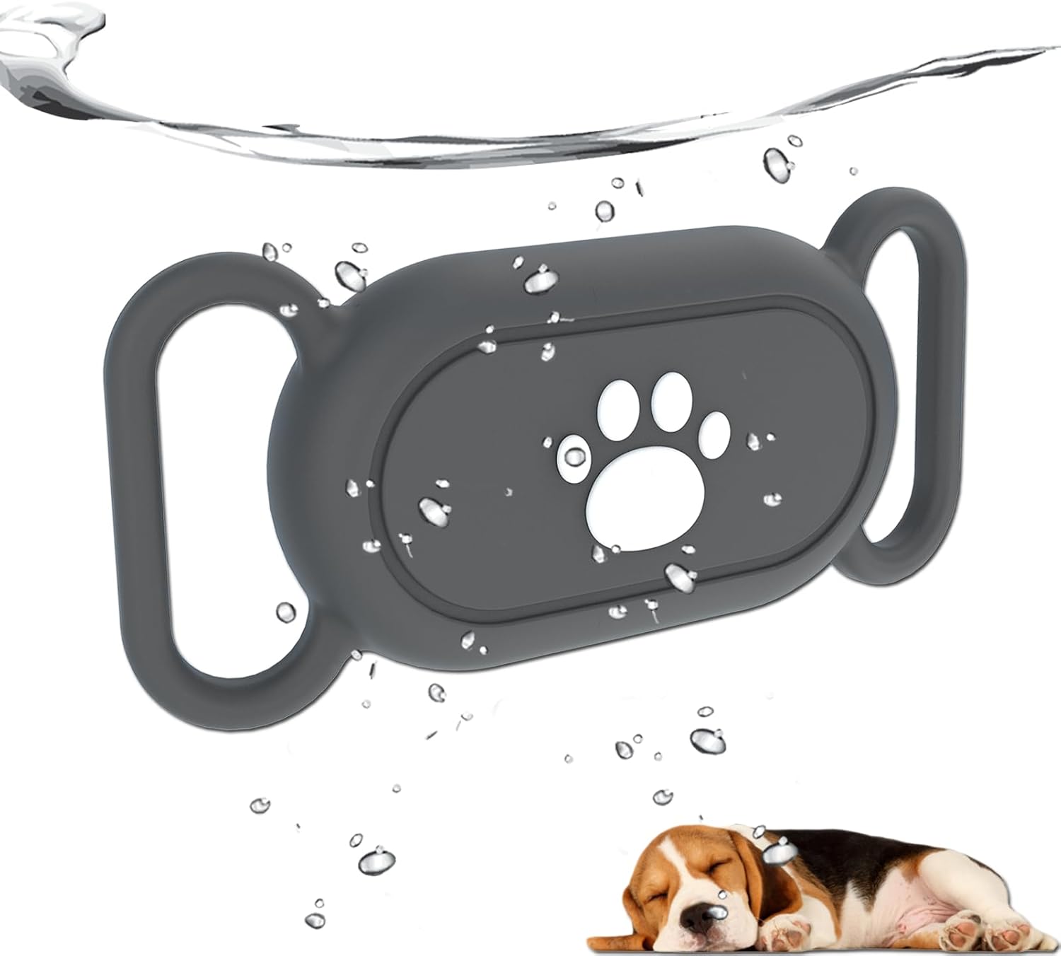 Samsung Galaxy SmartTag2対応 防水犬用首輪ホルダー シリコンGPSトラッカー スマートタグ2用隠しループホルダー 紛失防止カラータグ2 パウケース グレー