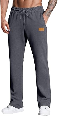 Mens Relaxed Fit Moisture Wicking Tapered Sweatpants Drawstring Waistband Workout Soccer Athletic Joggers Trousers
