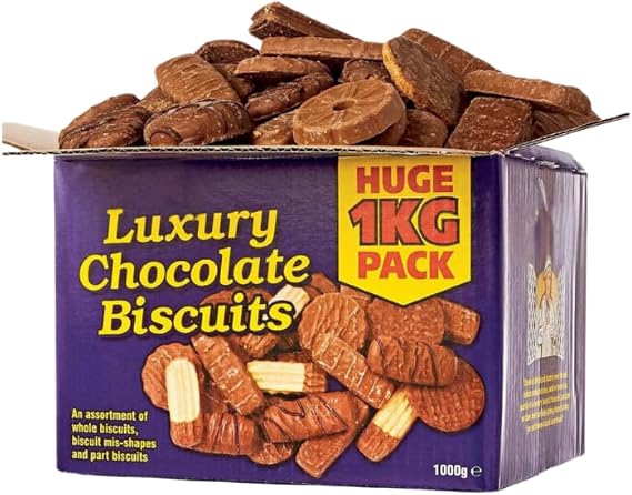 BROKEN CHOCOLATE BISCUITS ASSORTMENT 1KG - Box Of Broken Biscuits Bulk, Biscuit Box Selection | Chocolate Assortment, Chocolate Biscuit Bars | Multipack, Fun Size Bars