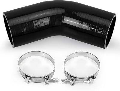 2.5 Inch Silicone Hose Elbow, 45 Degree High Performance Coupler Silicone Hose Kit ID 2.563mm with 2 Clamps for Car Intercooler Intake Piping- Black