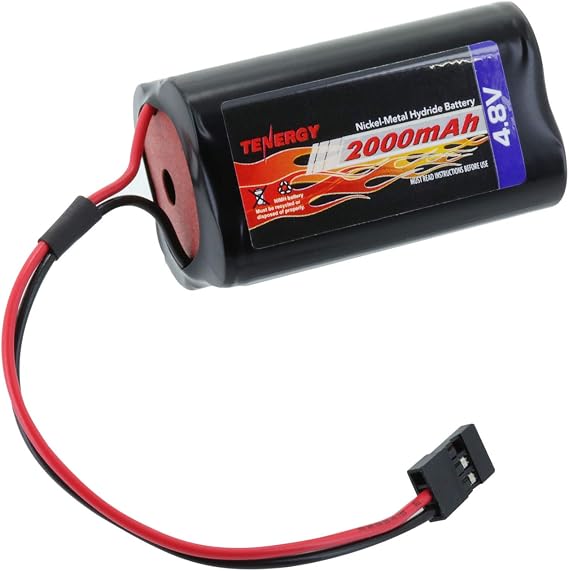 Tenergy 4.8V 2000mAh Capacity NiMH Battery Pack with Hitec Connectors, Futaba, Square Rechargeable Battery for RC Receivers, Airplanes, and More
