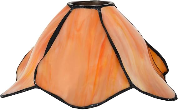 Bieye TS0103 Tiffany Style Staind Glass Flower Lampshade (42mm Opening Orange)