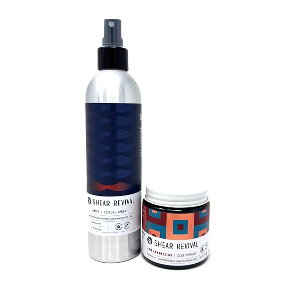 Shear Revival American Gardens Clay Pomade & Amity Texture Spray for Men & Women