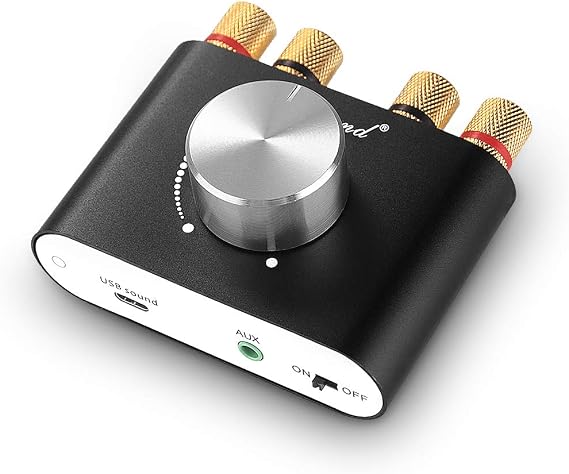 Nobsound Mini Bluetooth 5.0 Power Amplifier, Stereo Hi-Fi Digital Amp 2.0 Channel 50W2 with AUX/USB/Bluetooth Input, Wireless Audio Receiver, PC Sound Card with Power Supply (Black)