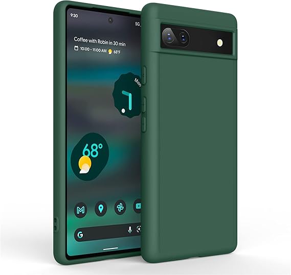 Vanjua Case for Google Pixel 6A (Only), Stylish Silicone Slim Full-Body Protective Phone Cover Compatible with Google Pixel 6A Case Dark Green