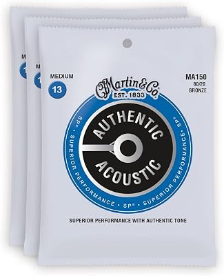 Martin MA150 Authentic Acoustic SP 8020 Bronze Medium 13-56 3-Pack Bundle