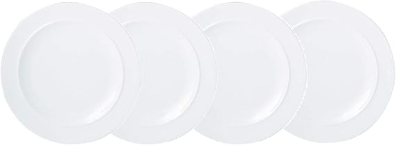 Denby White Porcelain Small Plates Set of 4-19cm Dishwasher Microwave Safe Crockery - Chip & Crack Resistant Glazed Appetiser Side Plates