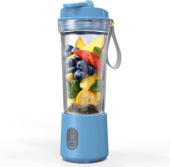 Portable Blender for Smoothies and Shakes, Shakes & Ice Crushing, 16.9 oz, 40 Seconds Auto Shutoff, 3 Seconds No-Load Protection, One-Button-Operation Smoothie Maker(Blue)