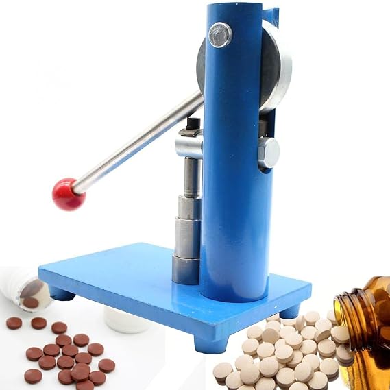 Manual Single Punch Tablet Press Machine, Steel Pill Stamping Maker, 6-12mm Tableting Tool for Powder Compression