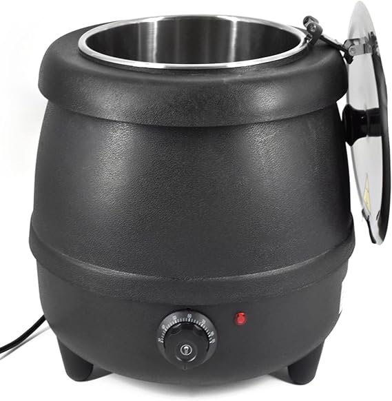 Commercial Soup Kettle, 10.5 Quart Soup Insulation Pot Soup Warmer with Hinged Lid & Detachable Stainless Steel Insert Pot for Restaurant Home Bars, 400W, 110V