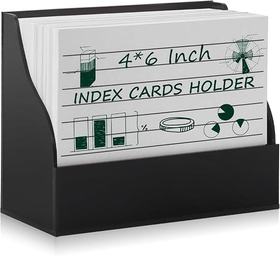 2PCS Acrylic Index Card Holder 4x6 Black Note Card Organizer Box Card Display Stand Business Card Organizer Box Postcard Display Rack for Desk Office Classroom 4.7*2.3*6.3 Inch(No Card)