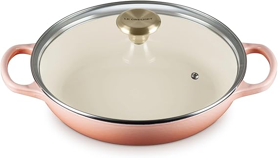 Le Creuset Enameled Cast Iron Braiser with Glass Lid, 2.25 qt., Peche