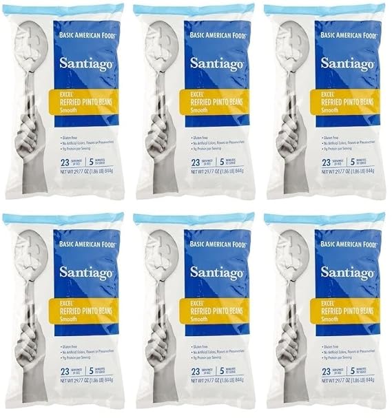 Santiago Smooth Refried Beans - 29.77 oz. pouch, 6 pouches per case