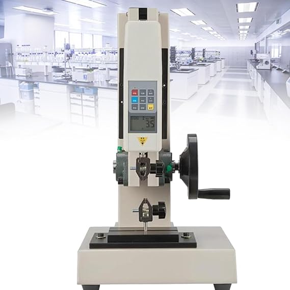 Digital Push-Pull Force Meter Test Stand, Horizontal Manual Tester for Tensile Pull Force with 500N Capacity, Accurate Wheel-Driven Force Gauge for Lab Tests