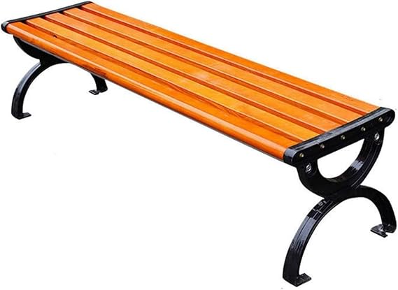 Outdoor Benches Weatherproof Cast Aluminum Solid Wood Bench Chair Patio Garden Bench with Steel Frame for Backyard, Lawn, Porch, Path(180cm)