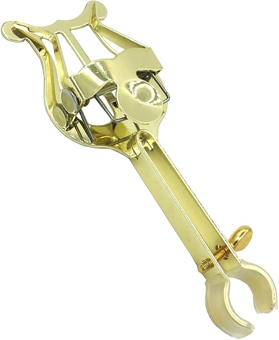 Trumpet Lyre Metal Plating Trumpet Marching Clamp-on Lyre Music Sheet Clip Holder for Marching Band Beginner Practicing Gold 13.9x5.2cm