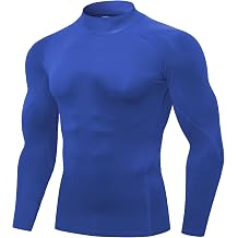 Yuerlian Compression Tops for Men Long Sleeve Running Gym Shirt Quick Dry Sports Base Layer Undershirts Workout Training Fitness Top Mock Turtleneck