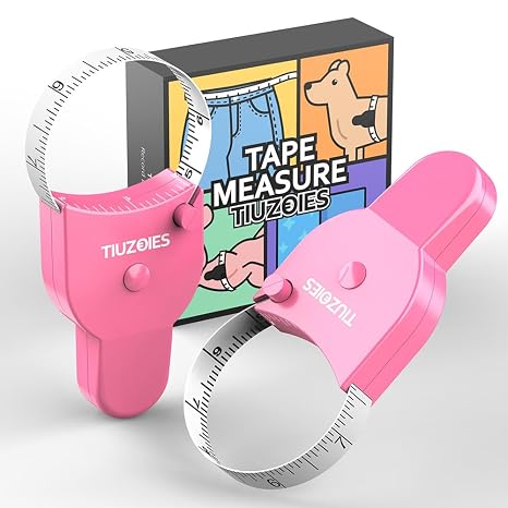 TIUZOIES Tape Measure 2 Pack Body Measuring Tape 60inch (150cm), Lock Pin and Push-Button Retract, Ergonomic and Portable Design, Accurate Measuring Tape for Body Measurement and Weight Loss 2 Pink