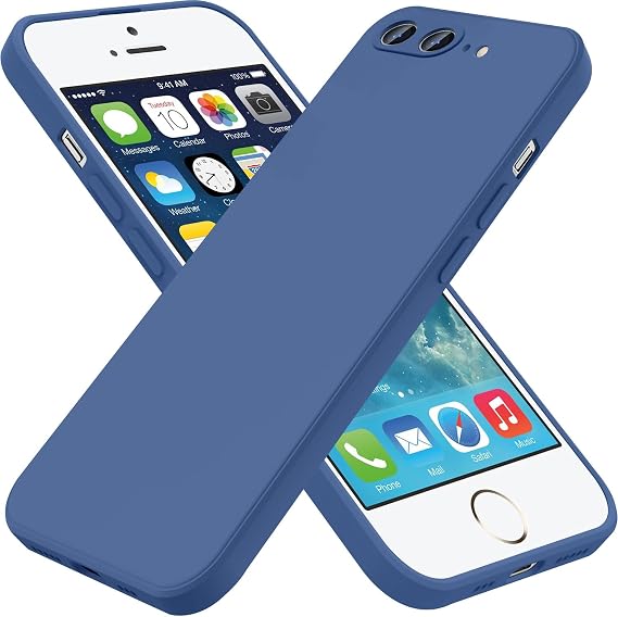 for iPhone 8 Plus Case, iPhone 7 Plus Case,Liquid Silicone Gel Rubber Phone Case,Non-Yellowing Phone Bumper Cover,Multi-Color Phone Case,Full Body Slim Protective Cover,5.5"(Dark Blue) 1.167