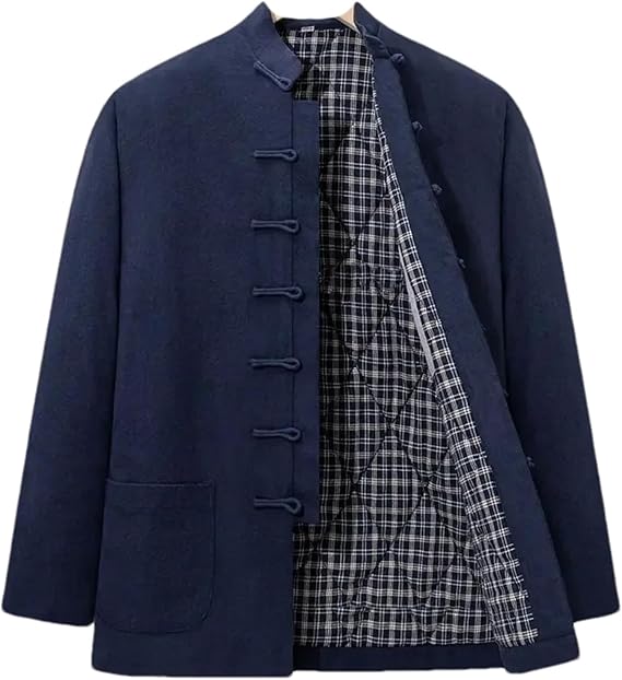 Winter Chinese Style Traditional Tang Suit Coat Men Cardigan Cotton Jackets Hanfu Kung Fu Retro Casual Warm Tops