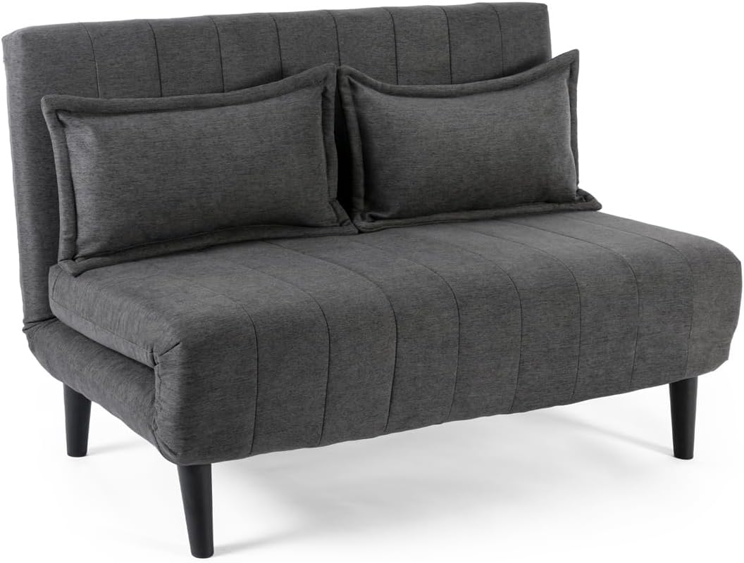 HARPER FOLDING CLIC CLAC FABRIC LIVING ROOM LOUNGE SOFA BED Charcoal, 2 Seater