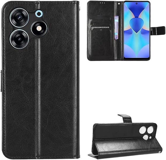 Tecno Spark 10 Pro Case [Wallet Case] [Kickstand] [Card Slots] [Magnetic Flip Cover] Compatible with Tecno Spark 10 Pro Smartphone(Black)