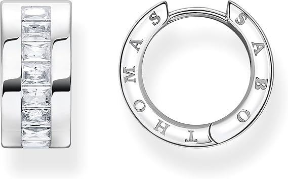 Thomas Sabo Sterling Silver Hoop earrings white stones pavé silver Recycled 925 silver, Women, CR670-051-14