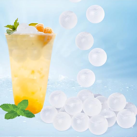 Reusable Ice Cubes for Drinks, Transparent Round, 100 Pack