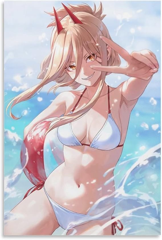 Anime Manga Japanese Beach Bikini Girl Woman Cute Sexy Artwork Demon Poster Art Canvas Poster Living Room Decor Home Framed/Unframed 24x36inch(60x90cm)