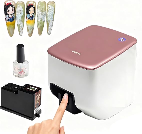 3D Smart Art Nail Printer, High Resolution 4800DPI Nail Art Printing Device, Portable & App Controlled, Smart Nail Shape Detection for Custom Manicure, DIY Gift for Women