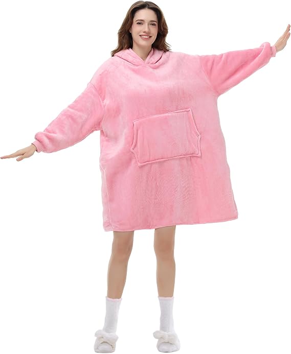 POP CLOSETS Wearable Blanket Hoodie Oversized Sherpa Fleece Sweatshirt Blanket Winter Blanket Hoodie for Adult