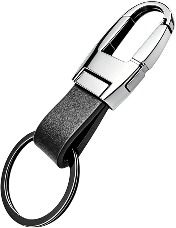 Yuxh Mens Leather Car Keychain with Sturdy Metal Ring