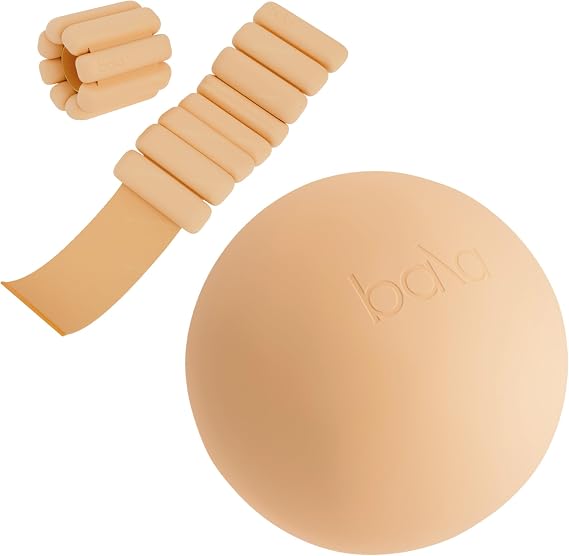 Bala Bangles Workout 2 Piece Set - 2lb Bangles Wrist & Ankle Weights & Pilates Exercise Ball