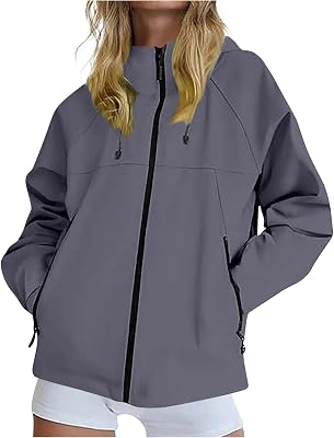Rain Coats for Women Outdoor Hiking Hooded Rain Jacket Windproof Waterproof Windbreaker Lightweight Travel Jackets