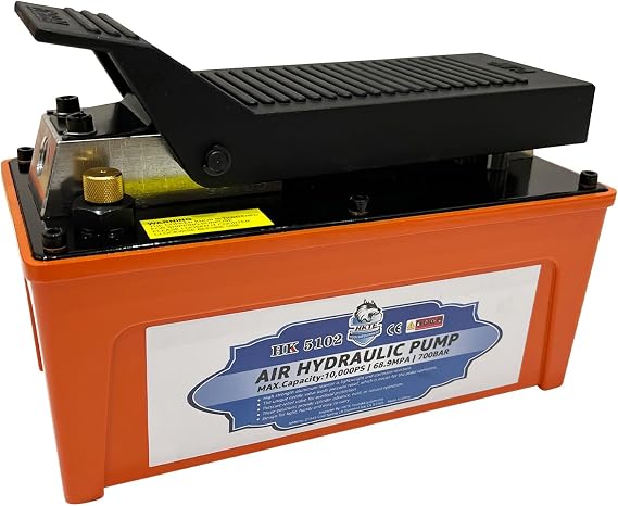 10,000 PSI Air Hydraulic Pump, 1/2 Gal Reservoir, Foot-Operated