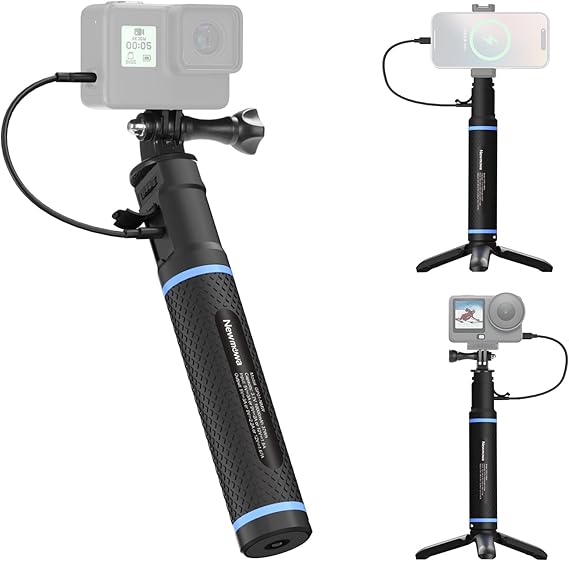 Newmowa 10000mAh Power Bank Tripod Grip Fast Charging for Phone/Action Cam | PD/QC Fast Charging, Portable Power Bank Handle Grip for GoPro Hero, DJI Action Camera, Insta 360, Digital Camera