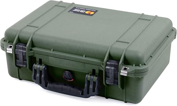 Pelican Color Case OD Green Pelican 1500 case with Black Handle and latches.  with Foam.