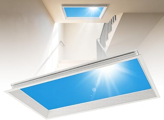 Smart Blue Sky Light, False Window Light Panel with Remote Control, Artificial Skylight with Adjustable Brightness, for Living Room, Bathroom, Office Integrated-30cm*60cm