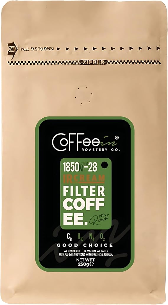 Coffeein Irısh Cream (İrlanda Kreması) Aromalı Filtre Kahve 250 Gr Clipsli Ambalaj Doğal Aroma