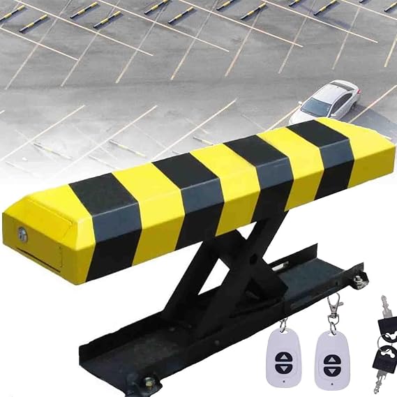 Parking Barrier, Remote Control T-Shaped Lock for Security, Portable Foldable Parking Post, Easy Installation Tool