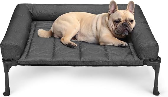 Veehoo Outdoor Elevated Dog Bed with Waterproof Bolster Cushion, Cooling