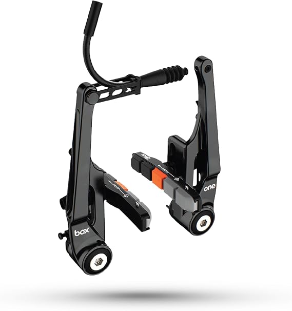 Box One 85 or 108 Millimeters Oversized BMX V-Brakes with Sealed Bearing Pivots, Flexible Cable Noodle, Cold Forged Arms & 2 Millimeters Allen Key Tensions Bolt