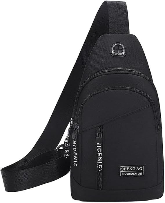 Men Bags Anti Theft Shoulder Bag Sling Bag Watreproof Strap Bag Crossbody Backpack with USB Hole Small Portable Bags Lightweight Hiking Bag Fashion Sport Backpacks Outdoor Travelling Cycling Bags