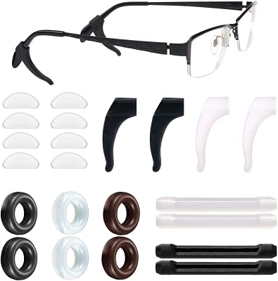 BAPHILE Eyeglass Retainer, 18 Pair Anti-slip Silicone Glasses Ear Grip Set Comfortable Eyeglass Temple Tips Eyeglass Nose Pad for Glasses Eyeglasses Sunglasses Multicolor